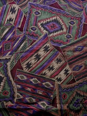 Vintage Bohemian Aztec Print Cotton Fabric - Jeweltone Colors